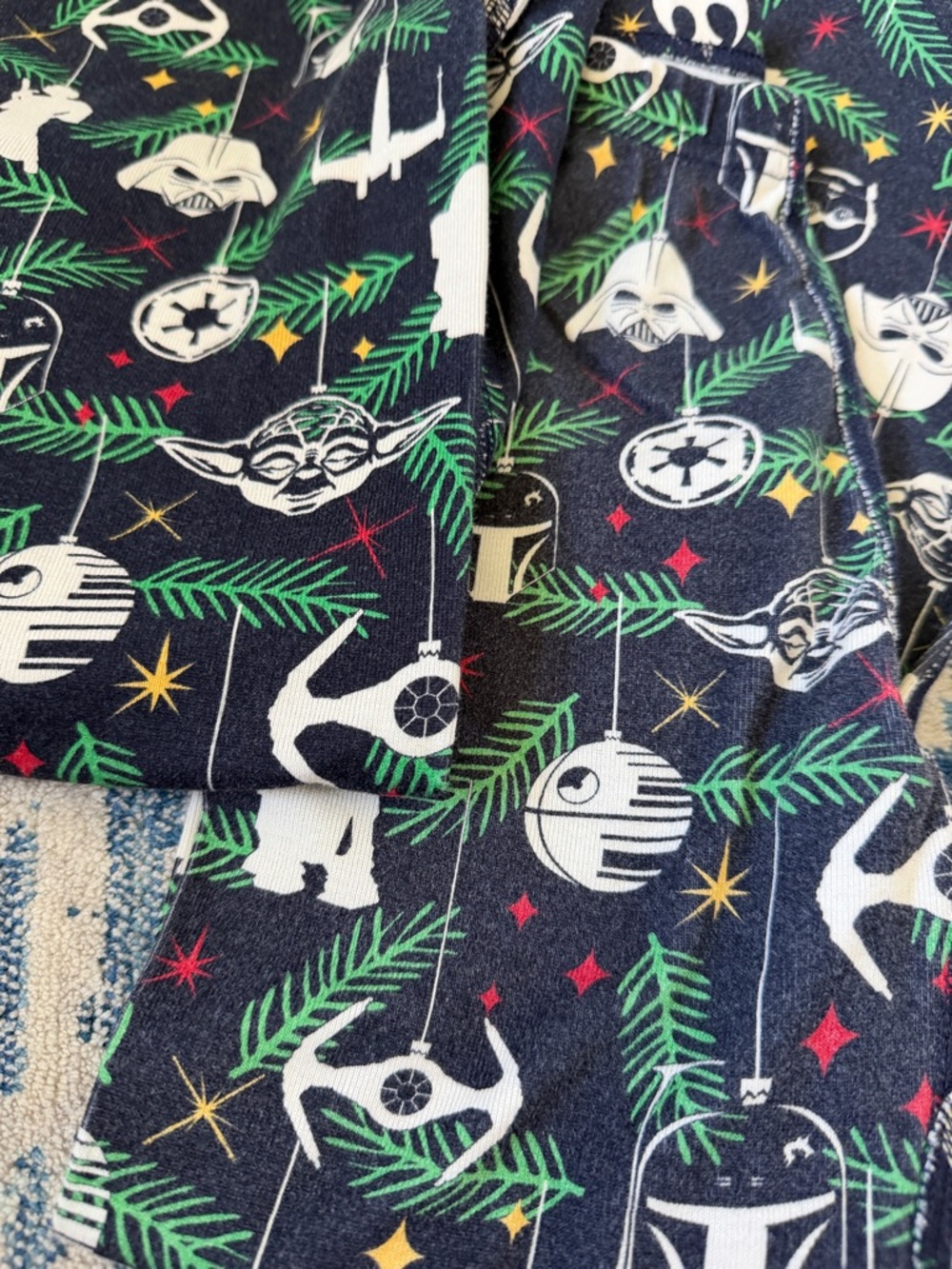 Star Wars Navy, Green & White Kids Pajama Set with Character Ornaments - Picture 3 of 6